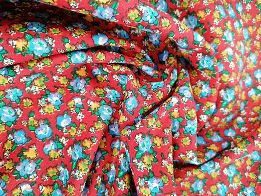 100% Vintage Cotton - Red/Blue/Green - 36" Wide - Sold By the Metre