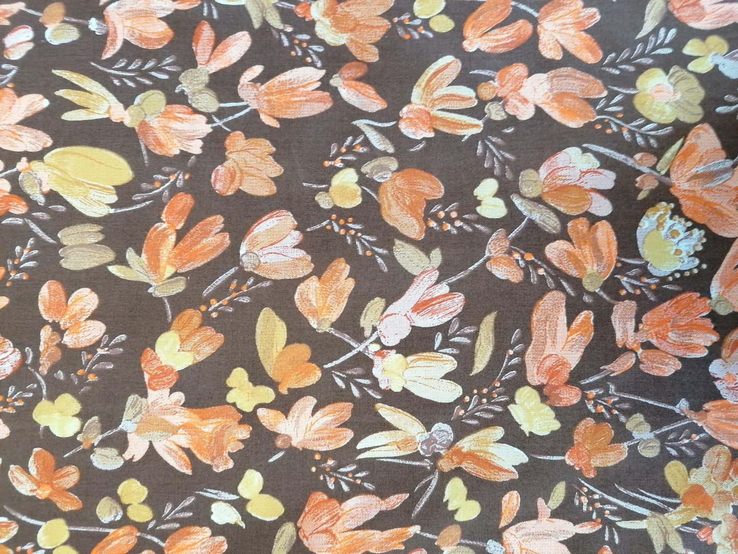 100% Cotton - Brown/Orange/Yellow - 45" Wide - Sold By the Metre