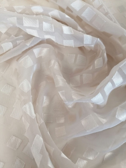 Burnout Poly Satin - Off White - 57" Wide - Sold By the Metre