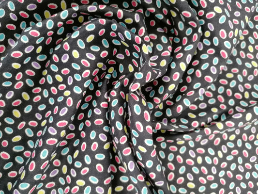 100% Vintage Cotton - Black/Pink/Blue/Lilac/Yellow - 36" Wide - Sold By the Metre