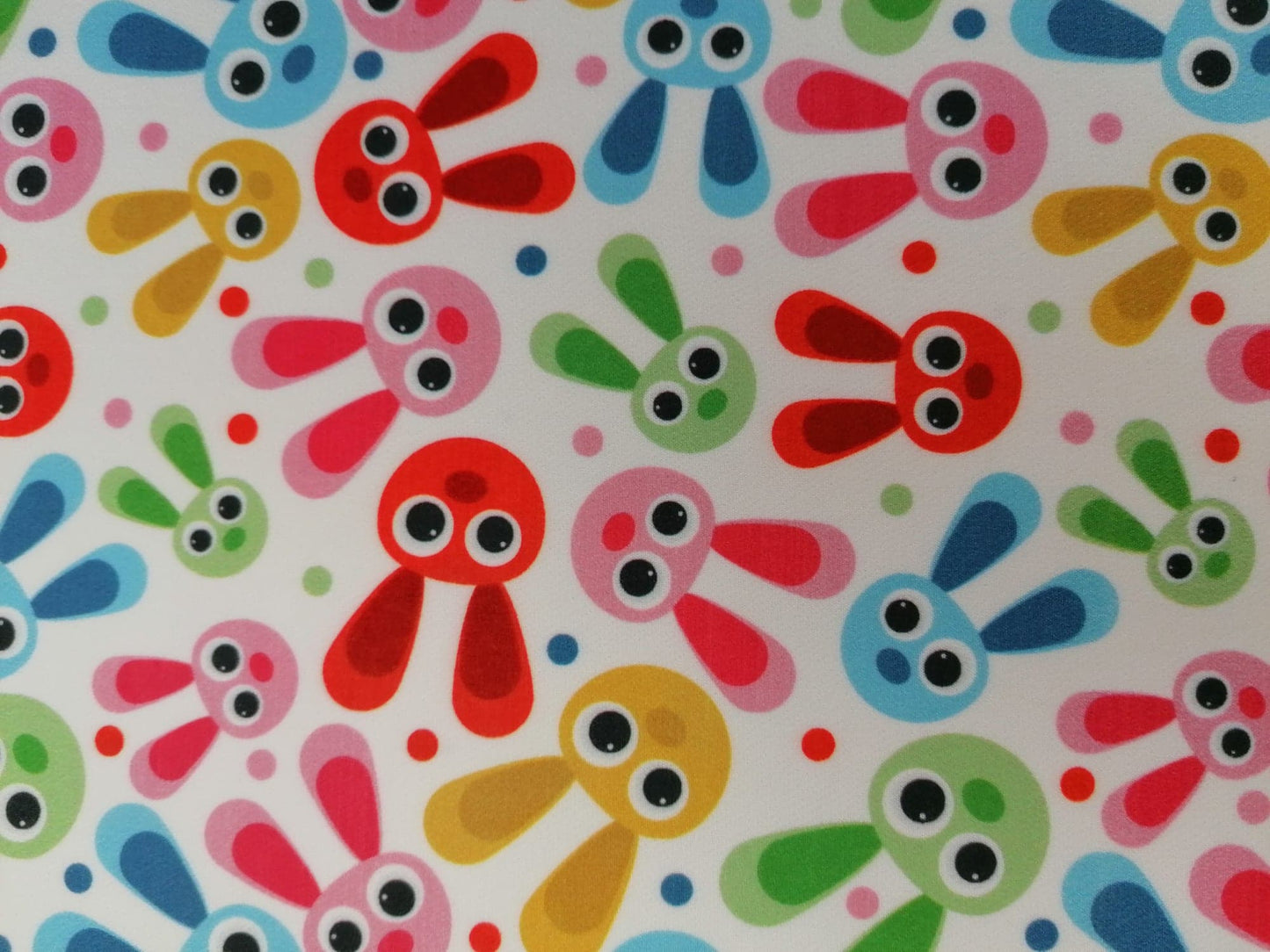 Scuba - Rabbits - White/Blue/Green/Red/Yellow - 56" Wide - Sold By the Metre