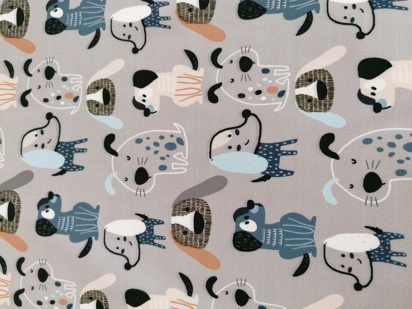 Scuba - Dogs - Grey/Blue/Brown/Black - 56" Wide - Sold By the Metre