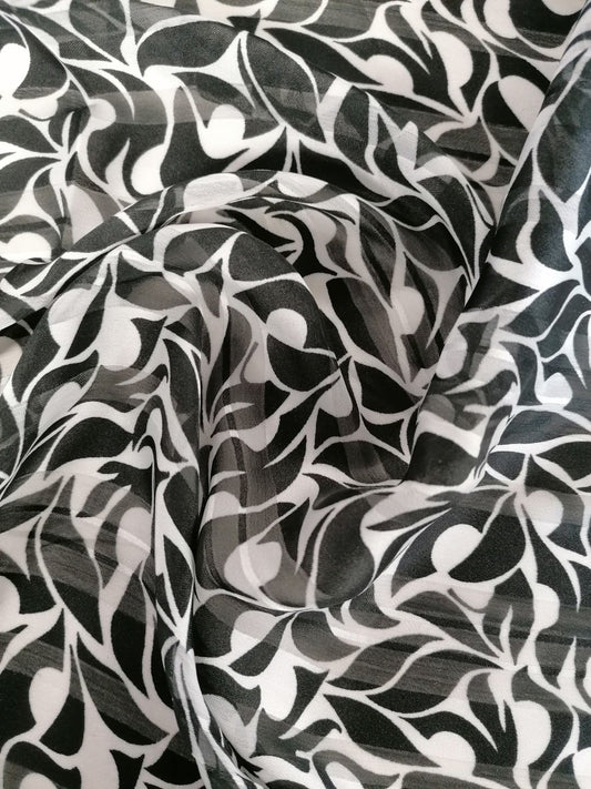 Satin Burnout - Black/White - 62" Wide - Sold By the Metre