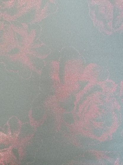 Shimmer - Black/Red Rose - 58" Wide - Sold By the Metre