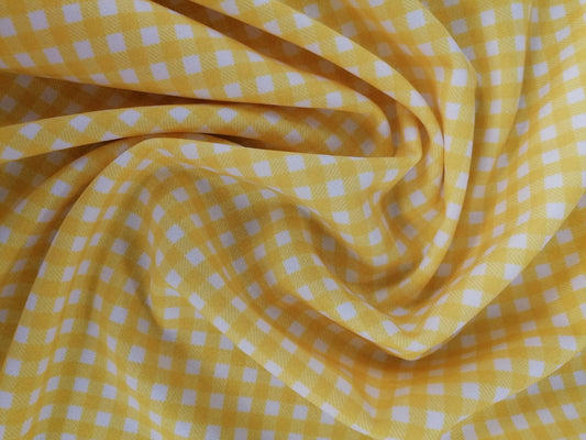 Scuba Crepe - Gingham - Yellow/White - 57" Wide - Sold By the Metre