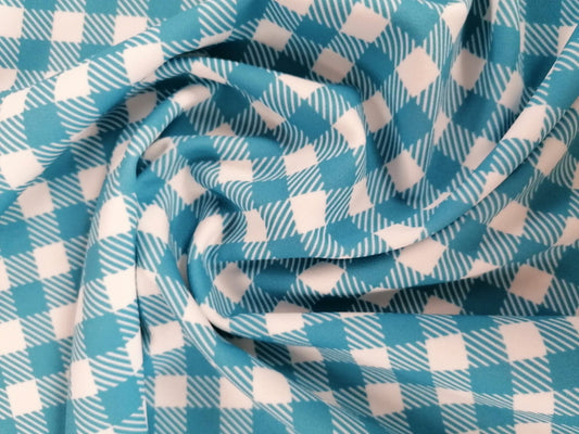 Scuba - Gingham - Blue/White - 60" Wide - Sold By the Metre