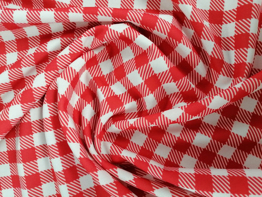 Scuba - Gingham - Red/White - 60" Wide - Sold By the Metre
