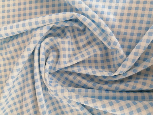 Clearance - Scuba Crepe - Gingham - Blue/White - 61" Wide - Sold As A 6 Metre Piece