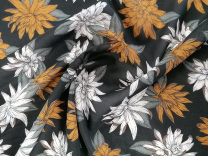 Soft Touch Chiffon - Black/Grey/Mustard - 60" Wide - Sold By the Metre