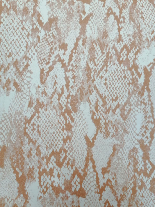 Swimwear Lycra - Snakeskin - Beige/White - 59" Wide - Sold By the Metre