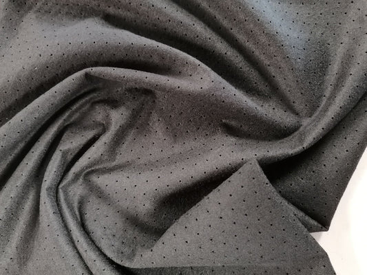 Pin Hole Suede 90% Poly 10% Spandex - Black - 58" Wide - Sold By the Metre