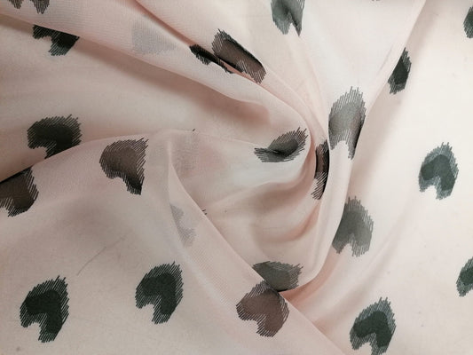 Chiffon - Black/Dusty Pink - 59" Wide - Sold By the Metre