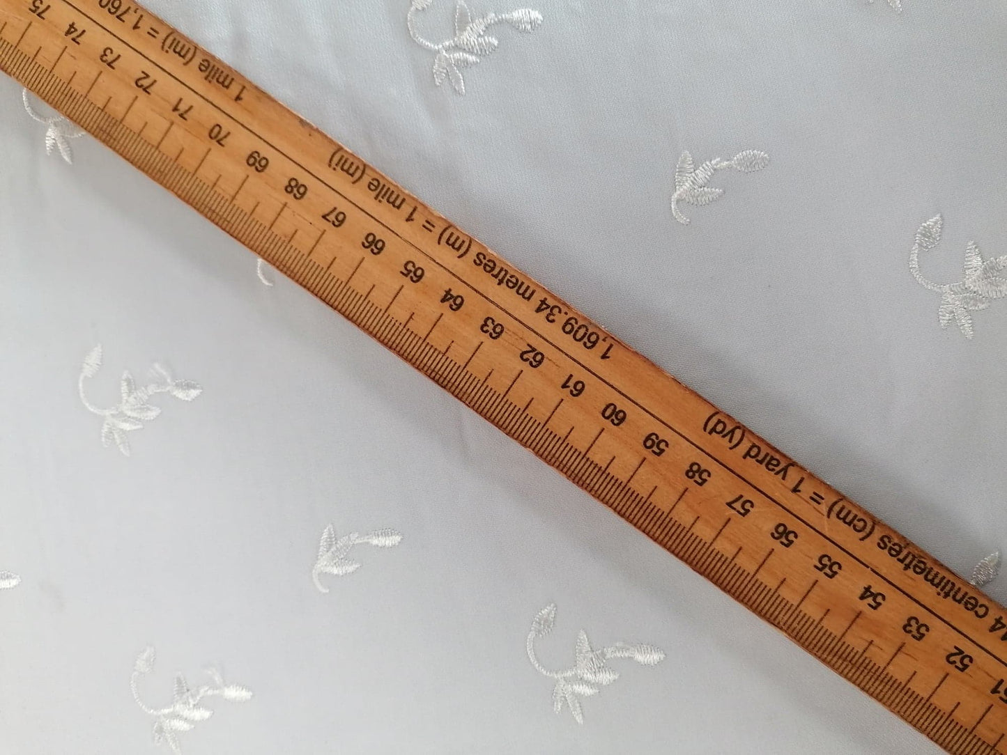Embroidered Crepe de Chine - Baby Blue - 44" Wide - Sold By the Metre