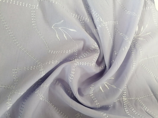 Embroidered Crepe de Chine - Lilac - 44" Wide - Sold By the Metre