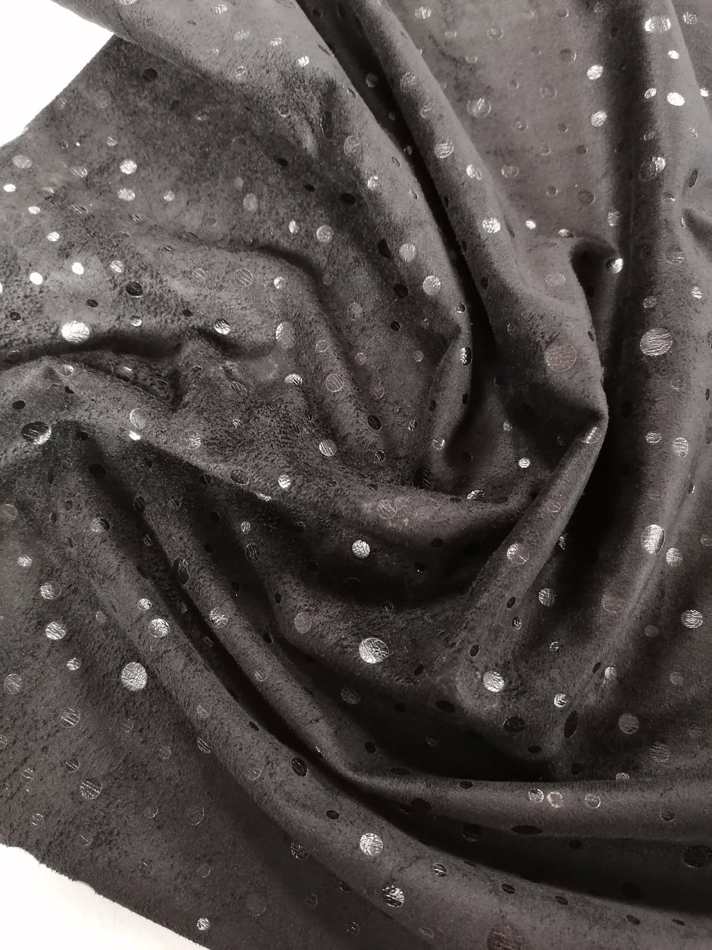 Suede - Spot - Black - 58" Wide - Sold By the Metre