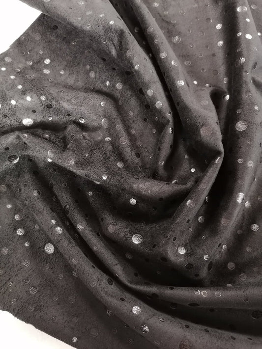 Suede - Spot - Black - 58" Wide - Sold By the Metre
