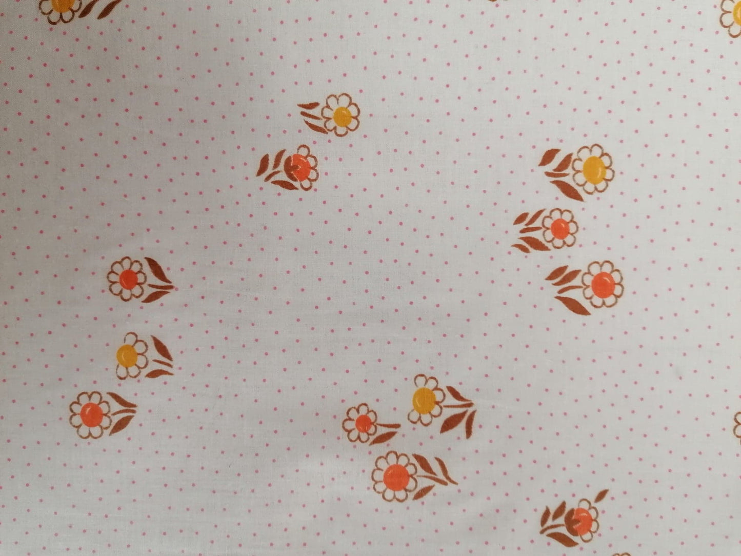 100% Vintage Cotton - White/Pink/Orange/Yellow/Brown - 36" Wide - Sold By the Metre