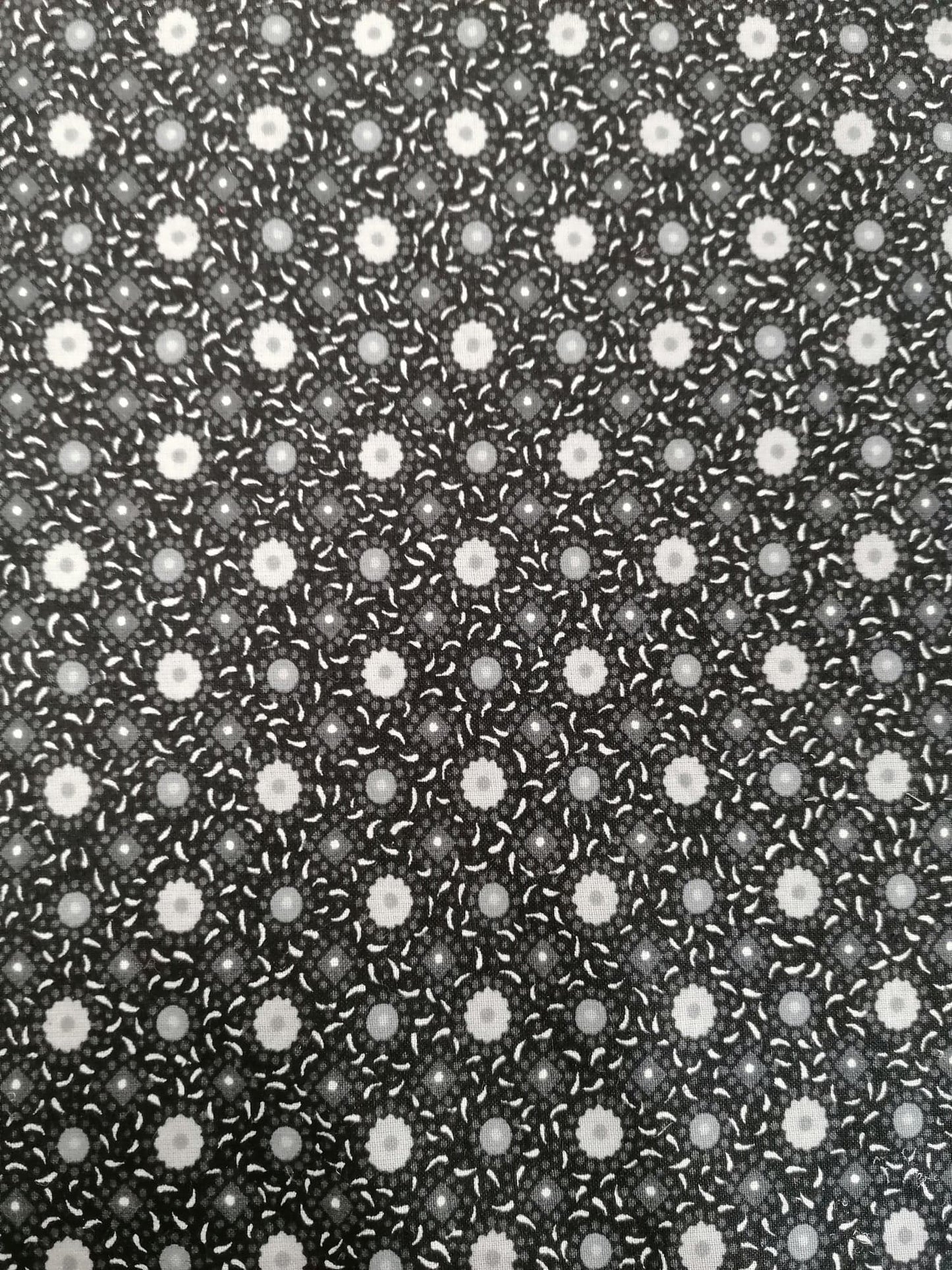 100% Vintage Cotton - Black/White/Grey - 36" Wide - Sold By the Metre