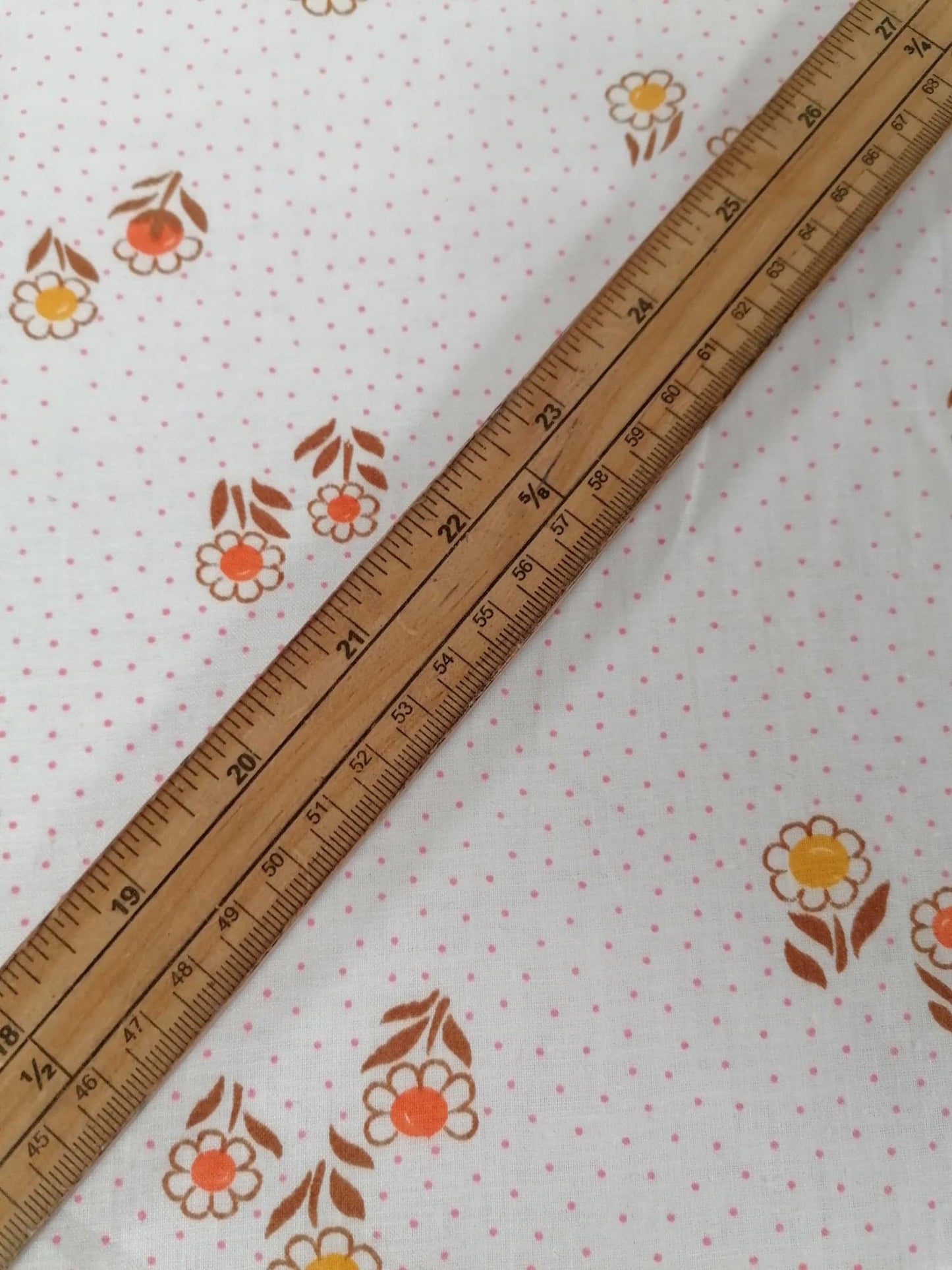 100% Vintage Cotton - White/Pink/Orange/Yellow/Brown - 36" Wide - Sold By the Metre