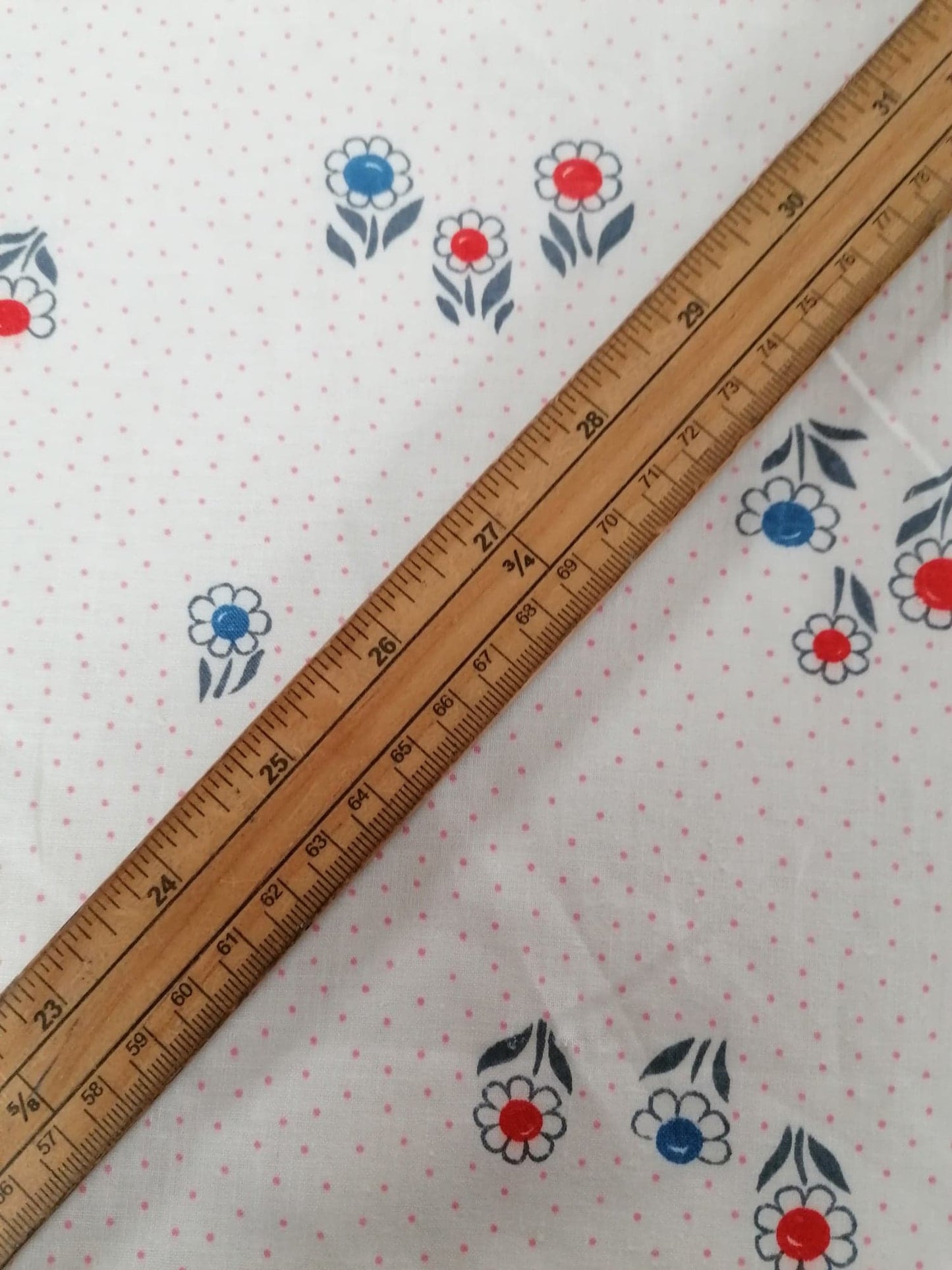 100% Vintage Cotton - White/Pink/Red/Blue/Black - 36" Wide - Sold By the Metre