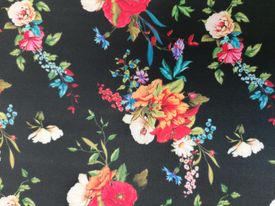 Scuba Floral - Black/Red/Orange/Cream - 60" Wide - Sold By the Metre