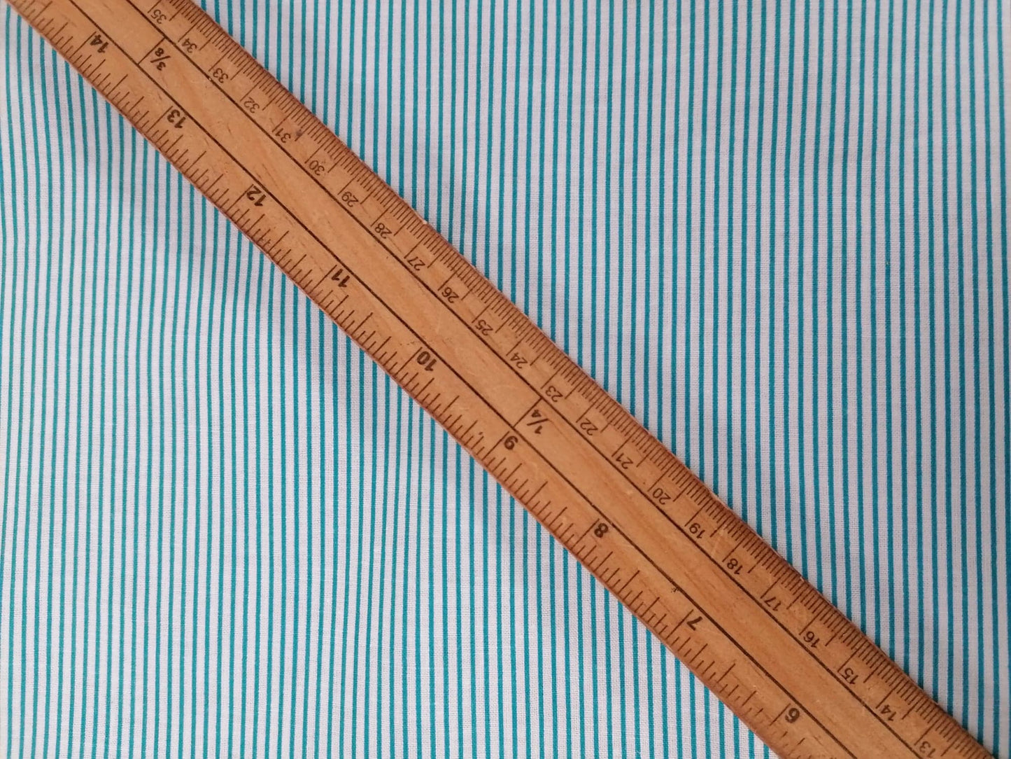 100% Vintage Cotton - Teal/White - 36" Wide - Sold By the Metre