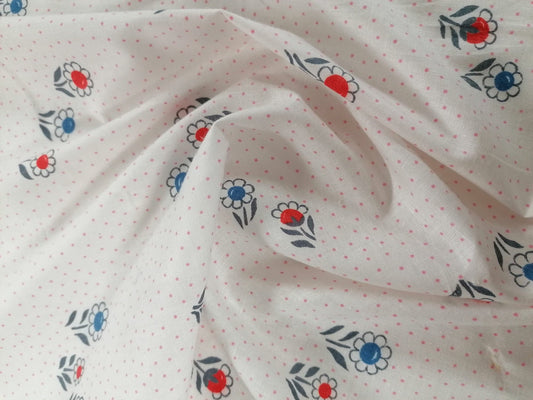 100% Vintage Cotton - White/Pink/Red/Blue/Black - 36" Wide - Sold By the Metre