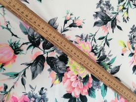 Floral Scuba - Pink/Cream/Peach/Black - 60" Wide - Sold By the Metre