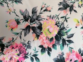Floral Scuba - Pink/Cream/Peach/Black - 60" Wide - Sold By the Metre