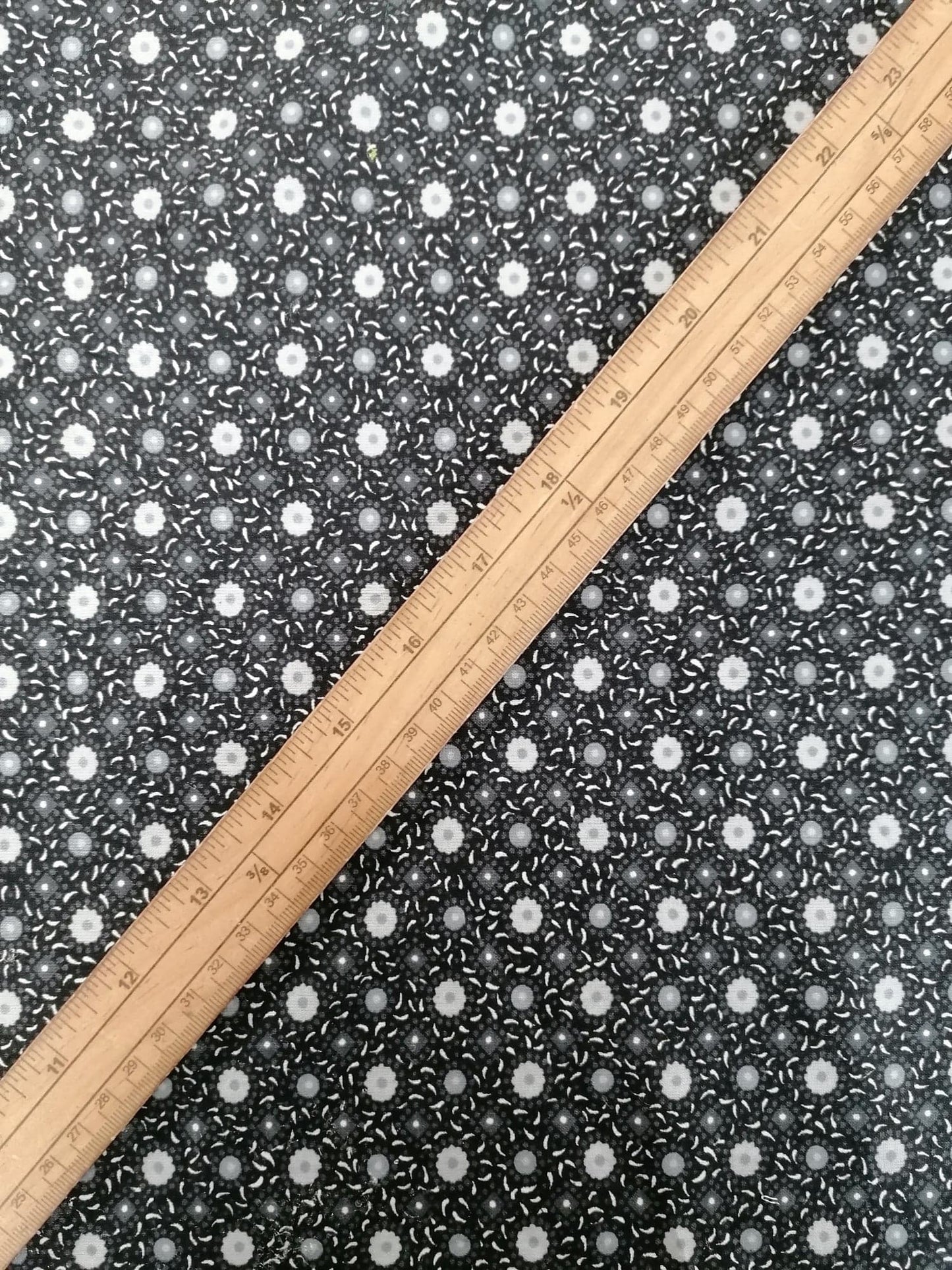 100% Vintage Cotton - Black/White/Grey - 36" Wide - Sold By the Metre