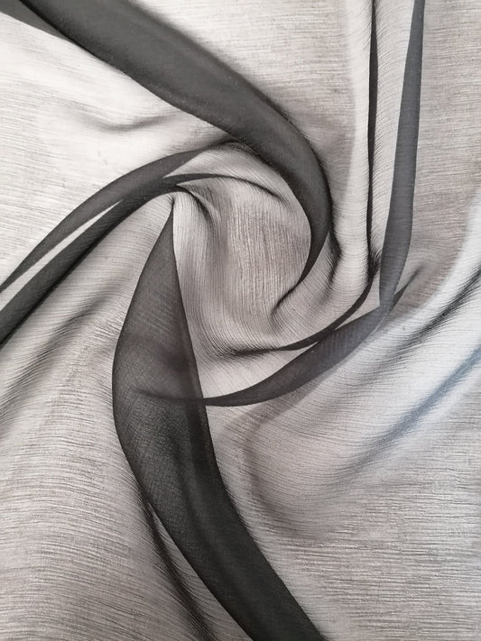 Silk Chiffon - Black - 53" Wide - Sold By the Metre