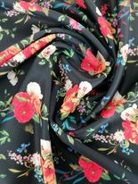 Scuba Floral - Black/Red/Orange/Cream - 60" Wide - Sold By the Metre