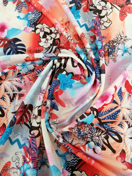 Poly Lycra - Middleweight - Pink/Blue/Plum/Cream - 58" Wide - Sold By the Metre