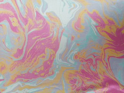 Poly Lycra Satin Finish - Blue/Pink/Orange - 59" Wide - Sold By the Metre