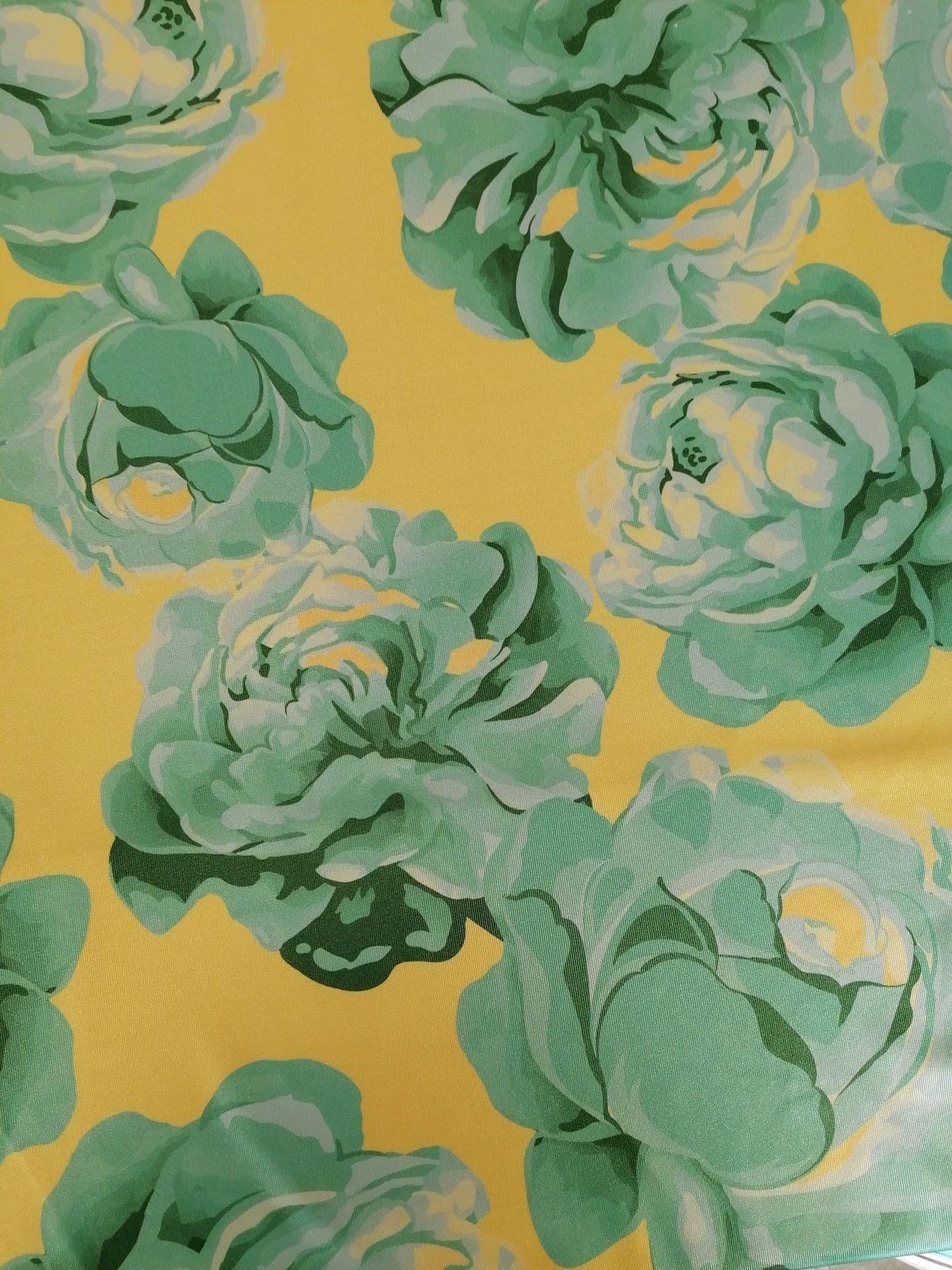 Poly Lycra - Floral - Yellow/Green - 58" Wide - Sold By the Metre