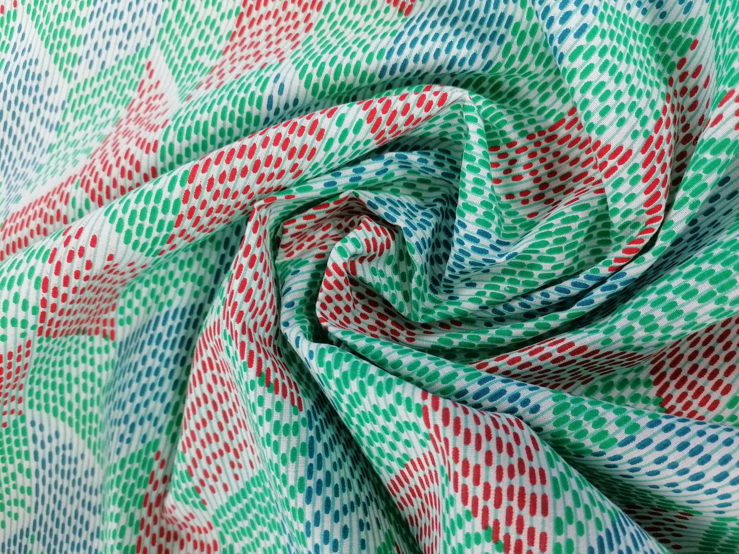 100% Vintage Cotton - Green/Red/Blue - 36" Wide - Sold By the Metre