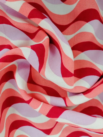 Poly Morrocaine - Cream/Peach/Red/Lilac - 55" Wide - Sold By the Metre