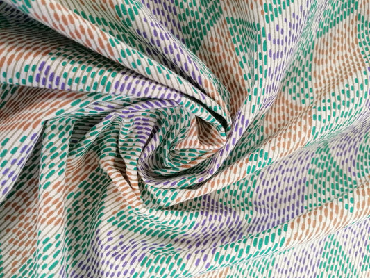 100% Vintage Cotton - Green/Purple/Copper - 36" Wide - Sold By the Metre