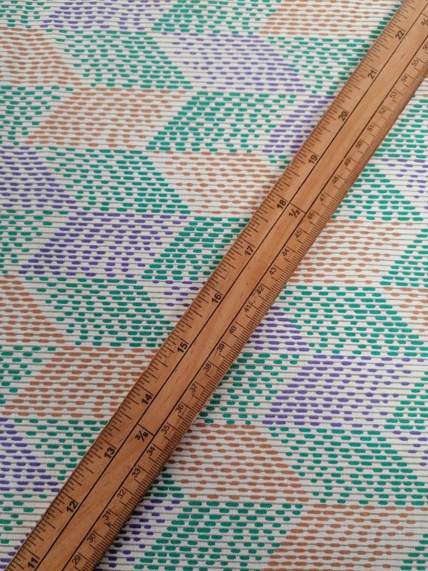 100% Vintage Cotton - Green/Purple/Copper - 36" Wide - Sold By the Metre