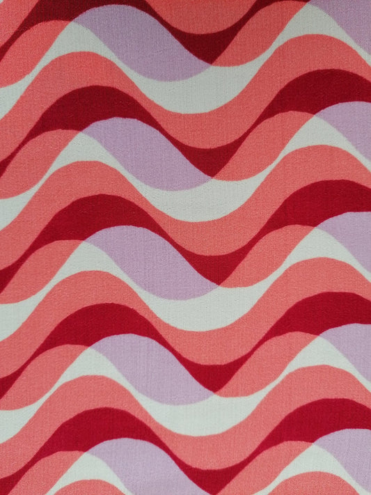 Poly Morrocaine - Cream/Peach/Red/Lilac - 55" Wide - Sold By the Metre