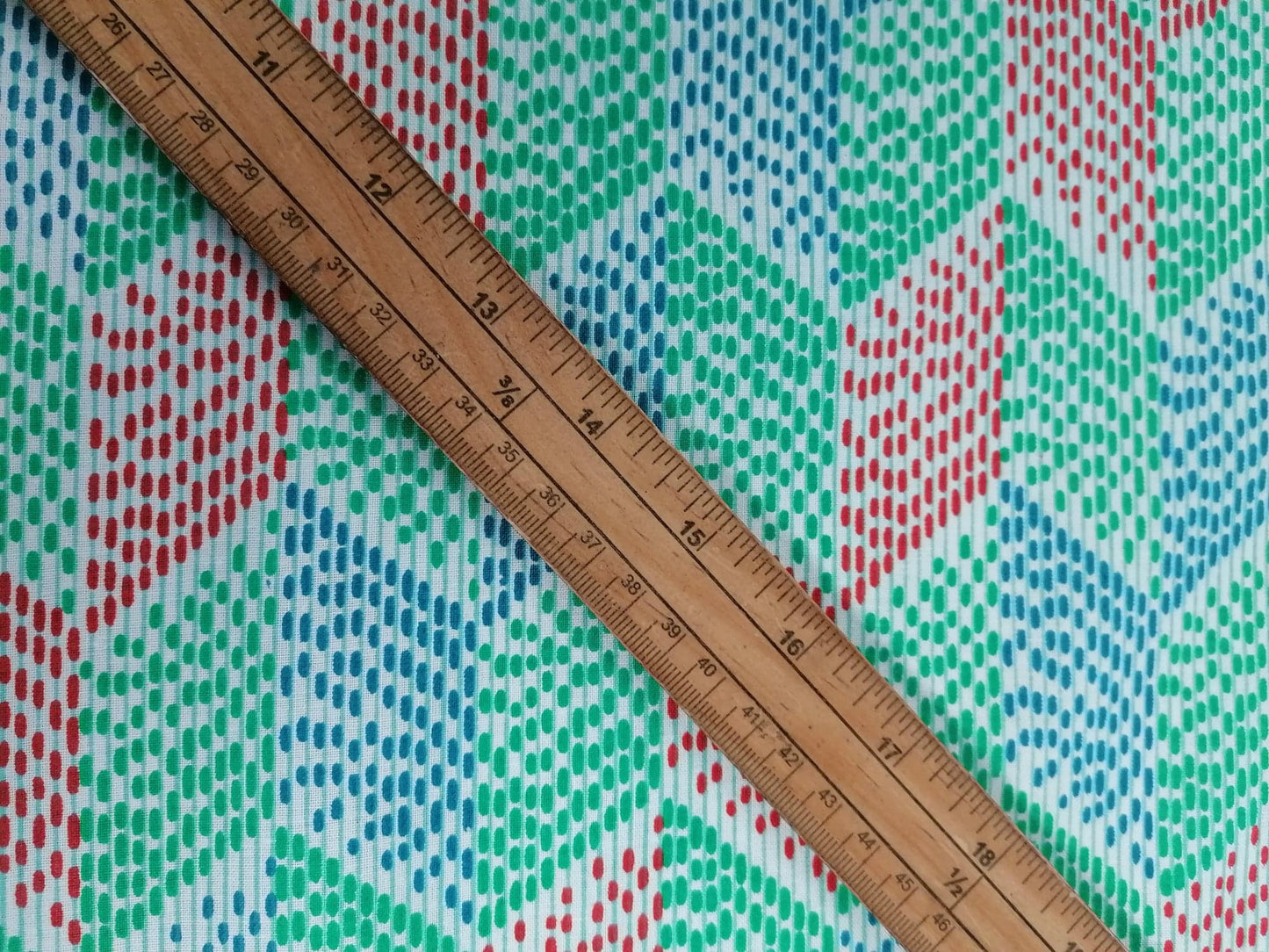 100% Vintage Cotton - Green/Red/Blue - 36" Wide - Sold By the Metre