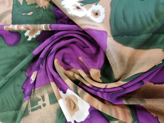 Polyester Peach Skin - Purple/Green/Brown/Cream - 57" Wide - Sold By the Metre