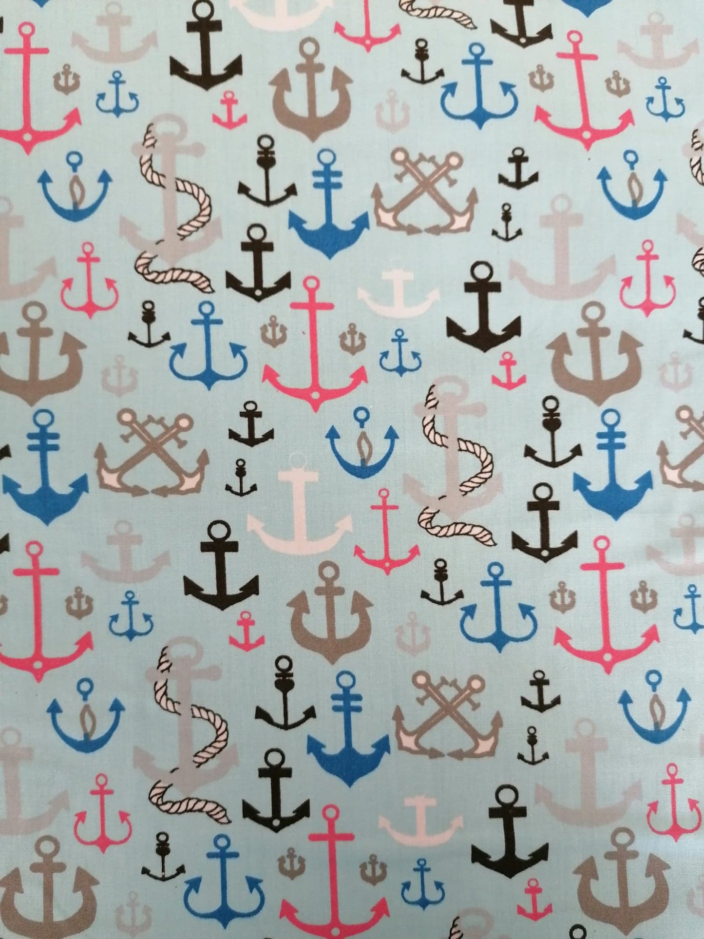 100% Organic Cotton - Blue/Pink/Grey - 45" Wide - Sold By The Metre