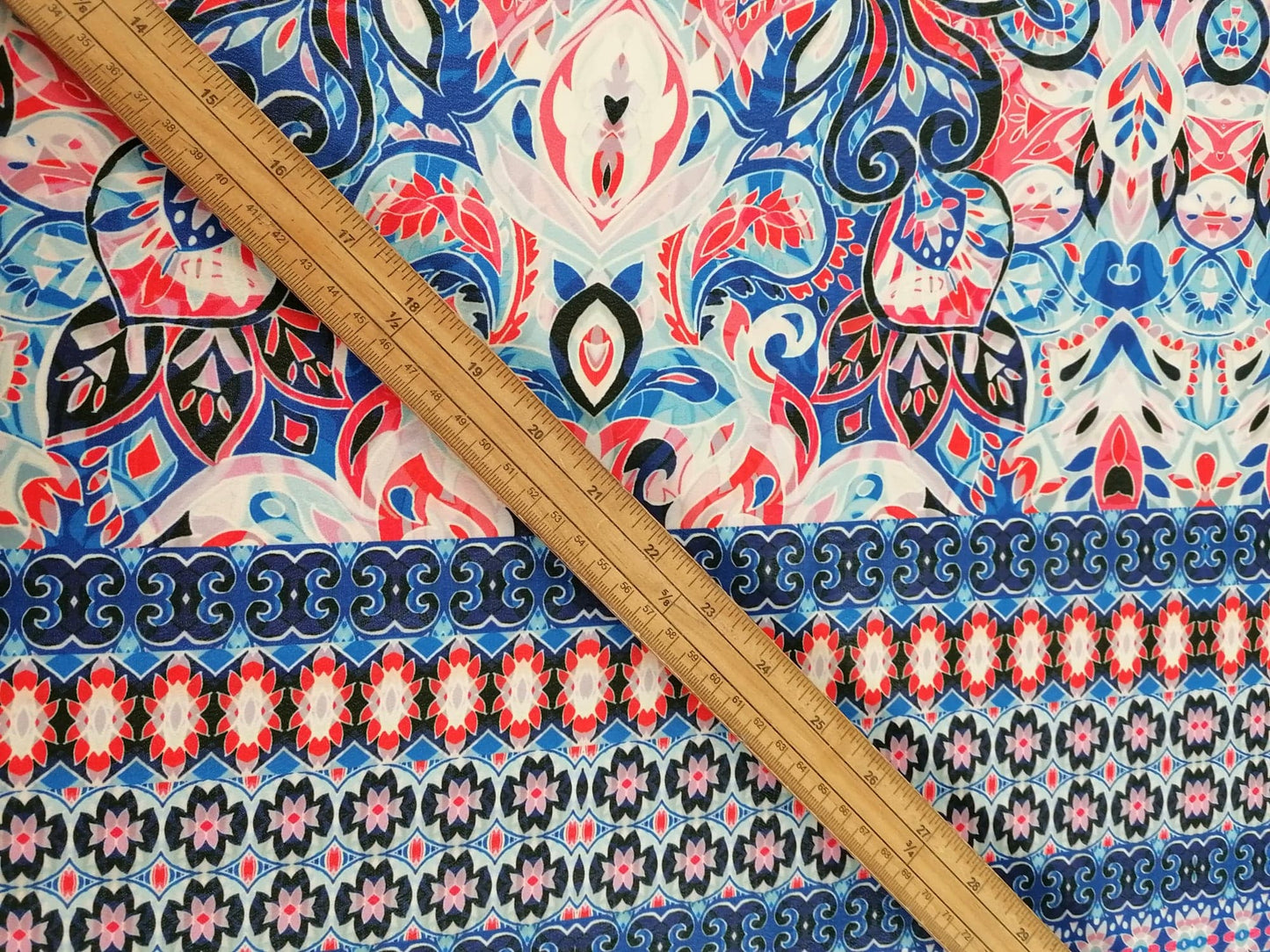 Chiffon Print - Red/Blue/White - 58" Wide - Sold By the Metre