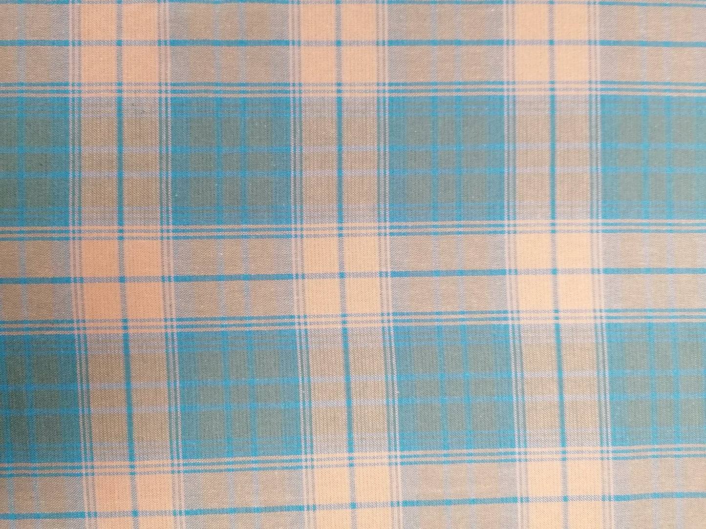 Poly Cotton Shirting - Mustard/Blue - 61" Wide - Sold By The Metre