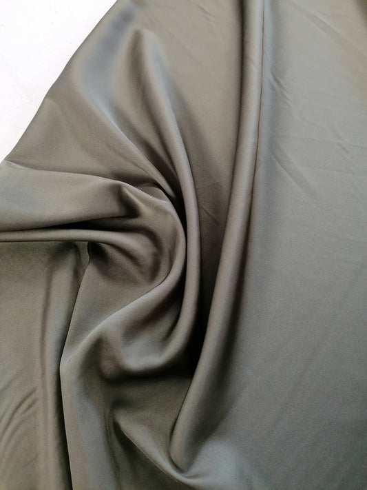 97% Polyester 3% Lycra Satin - Khaki - 60" Wide - Sold By The Metre