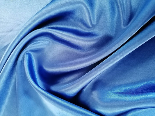 Polyester Crepe de Chine Satin - Blue - 59" Wide - Sold By The Metre