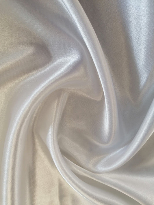 Polyester Crepe de Chine Satin - White - 59" Wide - Sold By The Metre